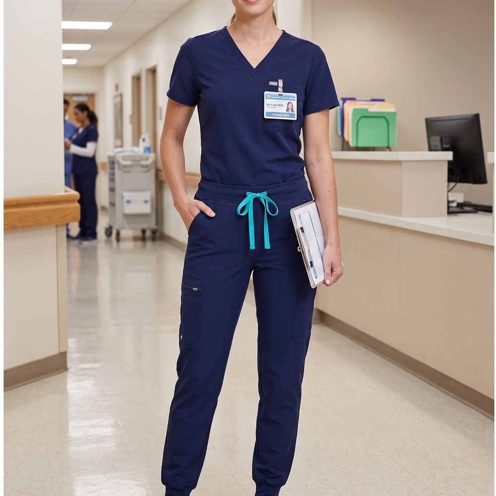 FIGS Technical Collection Scrub Pants Women‎ M Petite Navy Blue Yola FreeX